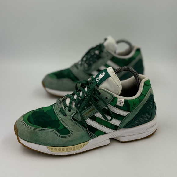 Adidas x Bape Green Camo Undefeated ZX 8000 FY8851 men’s  Size 7.5 - Picture 2 of 6